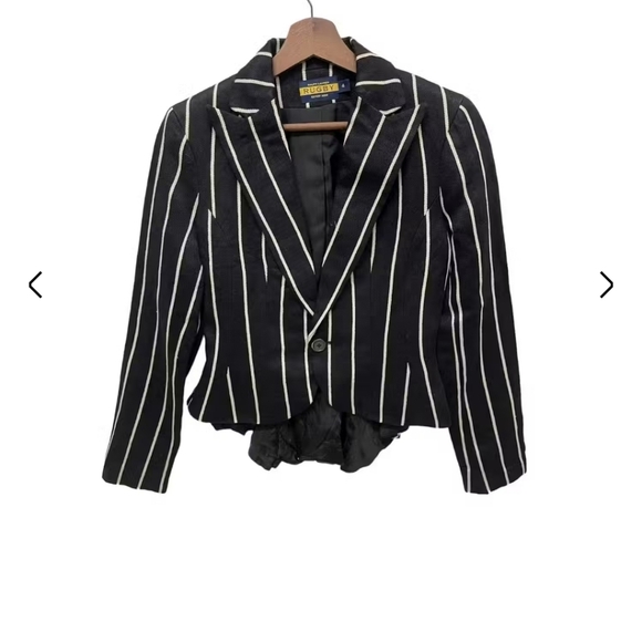 Ralph Lauren Rugby B&W Stripes Crop Jacket, Sz 0 - Picture 1 of 8